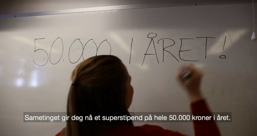 Superstipend lærer Skjermbilde fra Sametingets reklamefilm