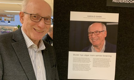 Gudnedoavttir Harald Gaski Upmi universitehta čakčadoaluin 2024. Govven: Krister Stoor, Ubmi universtiehta.