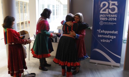 Professor Vuokko Hirvonen greeting friends and guests of the conference Taking Place.